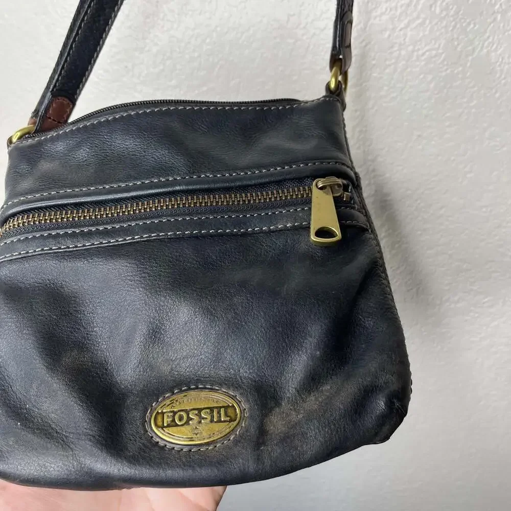 Fossil Black Crossbody Small Leather Bag - Picture 10 of 10